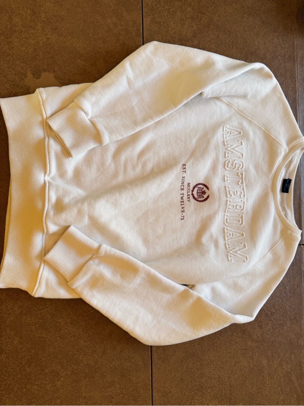 Amsterdam Embroidered Cream Crewneck Sweatshirt